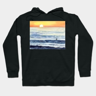 Watching the Sunset Surf Art Painting Hoodie